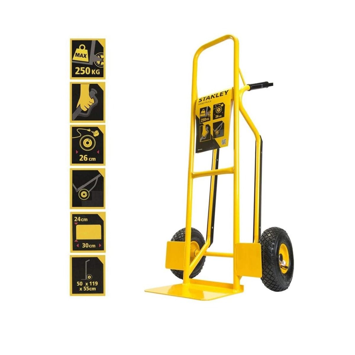 Stanley Steel Hand Truck 250Kg With Pneumatic Wheels Built-In Guides SXWTC-HT524